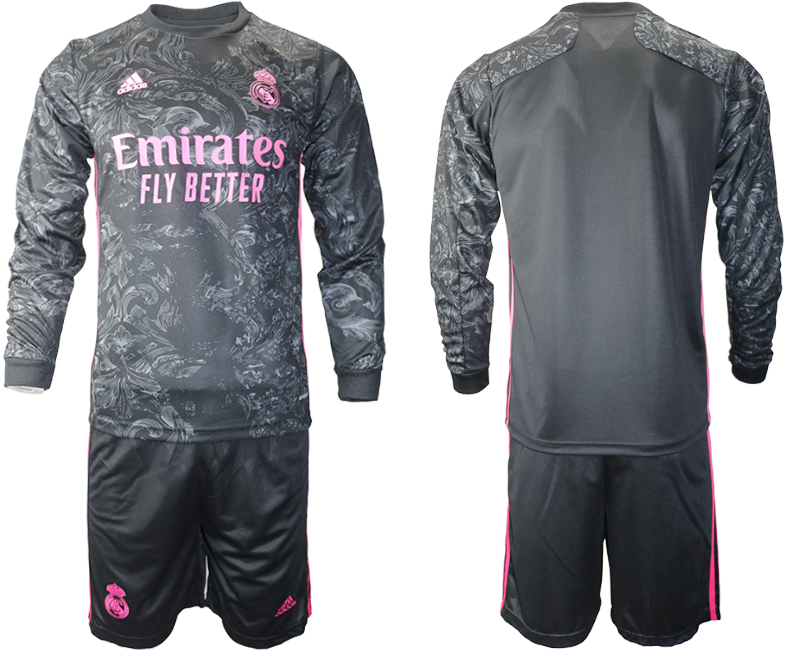2021 Men Real Madrid away long sleeve soccer jerseys->real madrid jersey->Soccer Club Jersey
